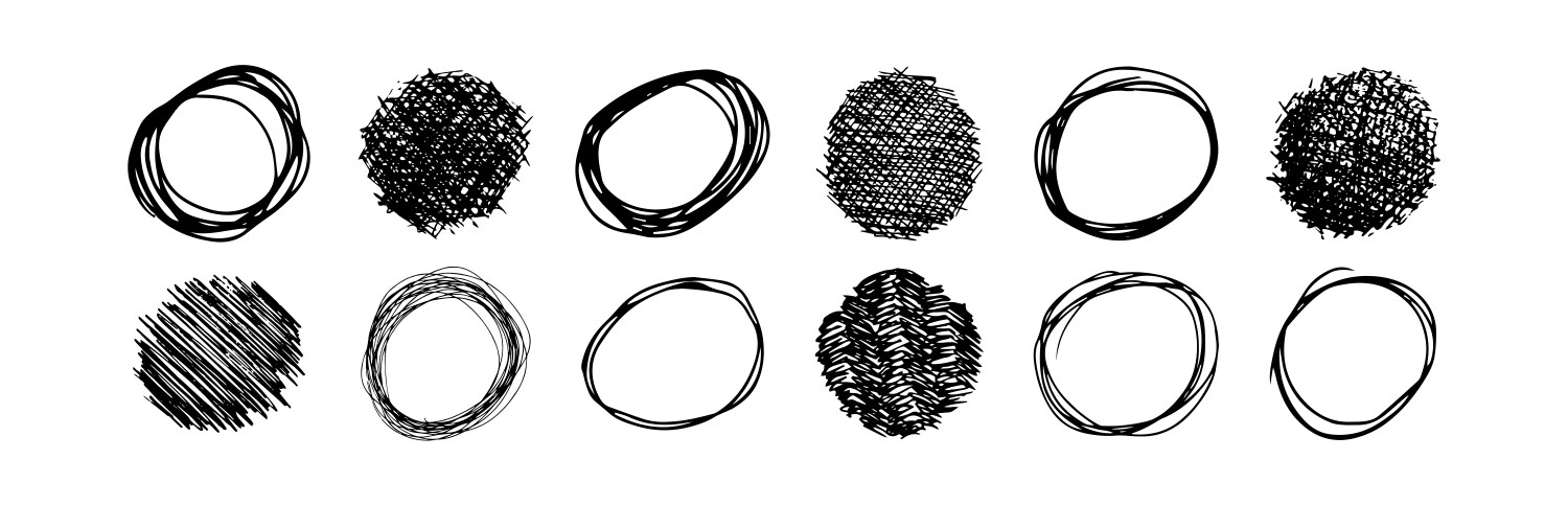 Hand drawn scribble circles Royalty Free Vector Image