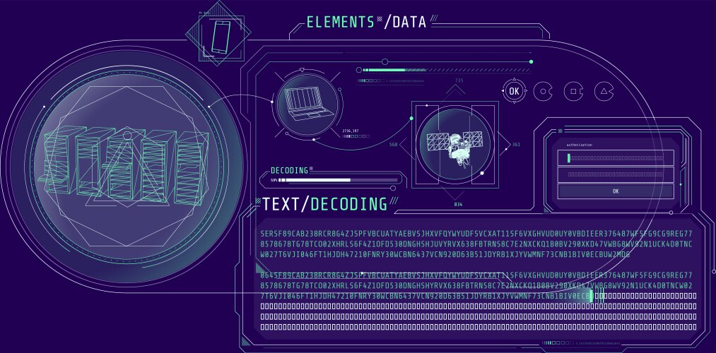 Hud interface for processing server data with text vektorbild