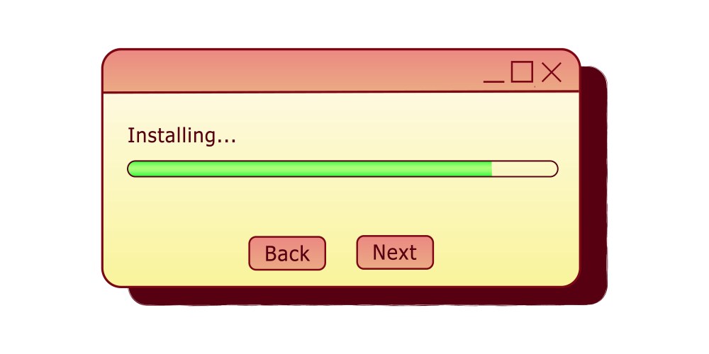 Installing dialog box retro pc user interface vector image