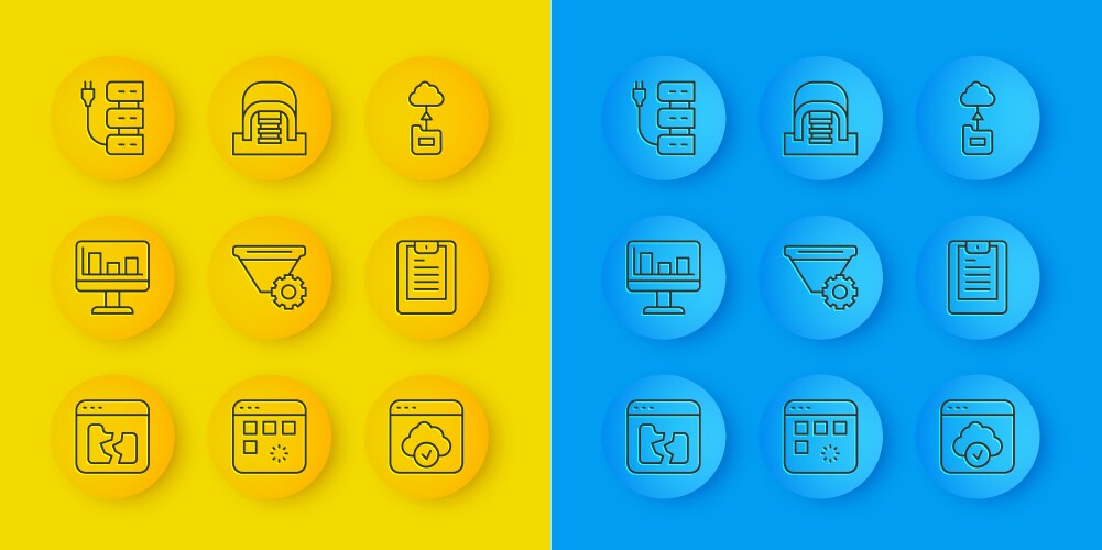Set line broken file monitor with graph chart vector image