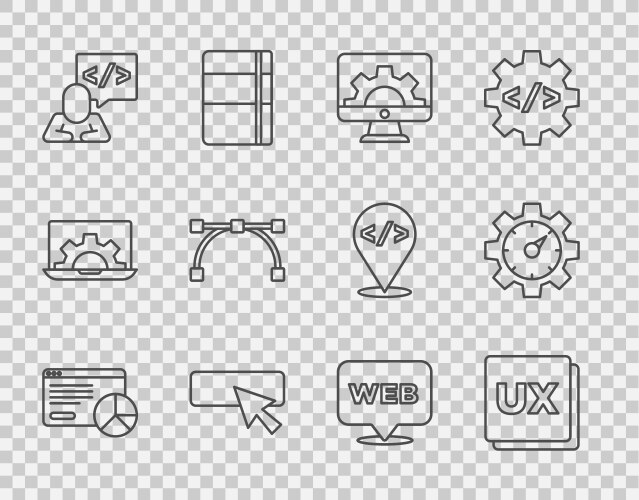 Set line website statistic ui or ux design vector image
