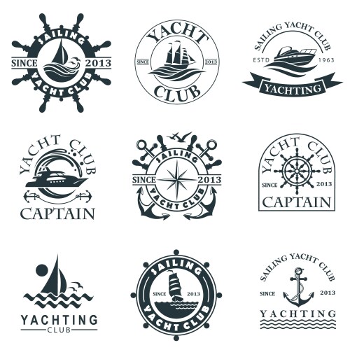 Yacht Club & Nautical Label Set Vector Image