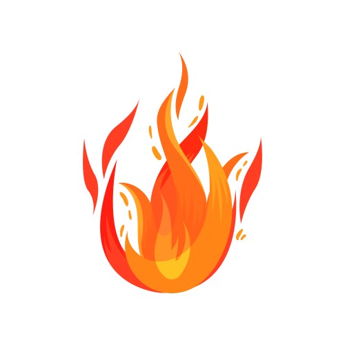 Bright red-orange fiery flame burning campfire vector image