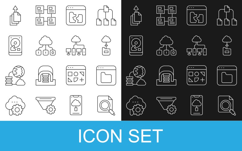 Set line search concept with folder browser files vector image