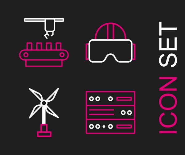 Set line server data web hosting wind turbine vector image