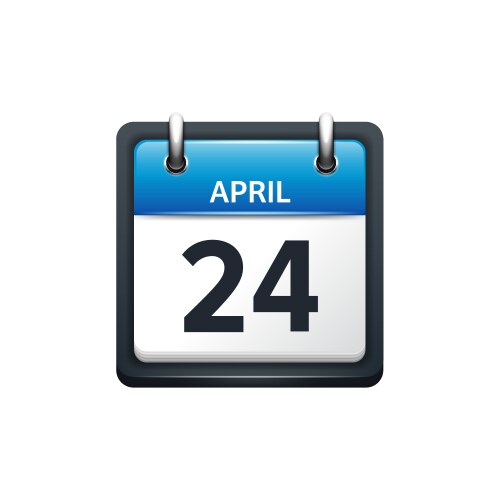 april-24-calendar-icon-flat-royalty-free-vector-image