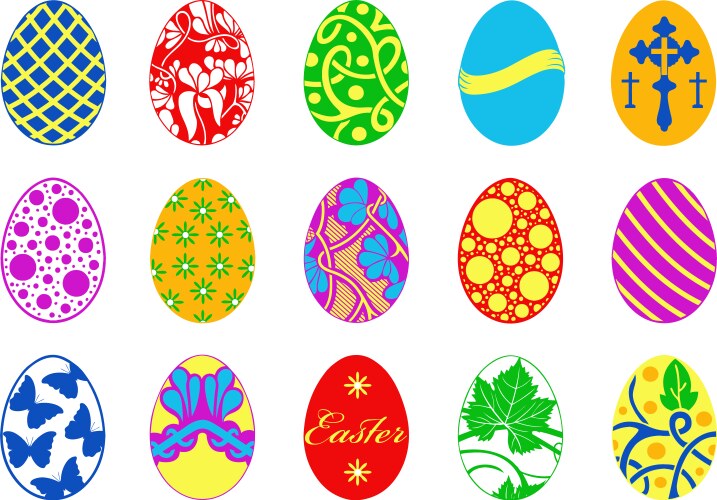 Collection of different easter eggs Vector Image