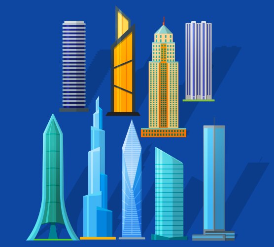 Eco green buildings icons Royalty Free Vector Image