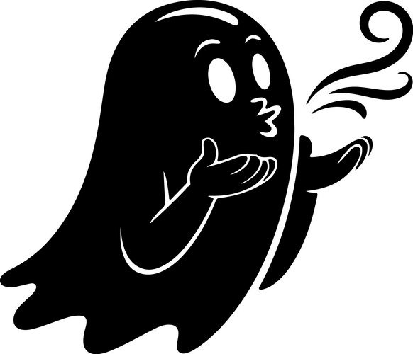 Cute Black Ghost Blowing a Kiss Vector Image