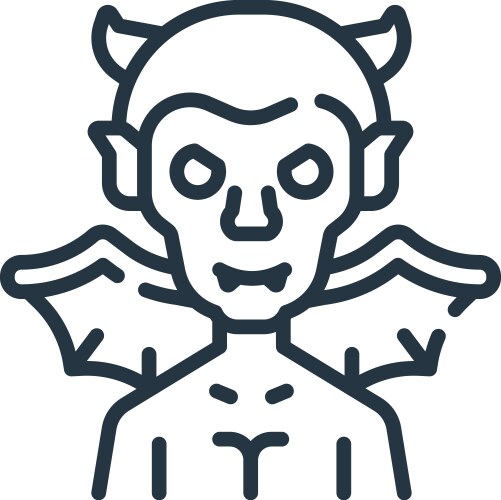 Devil Icon - Black Outline Vector Image