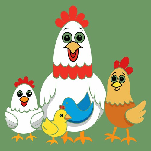 Adorable Hen with Baby Chicks Vector Image
