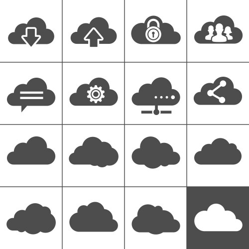 Black cloud icons set Royalty Free Vector Image