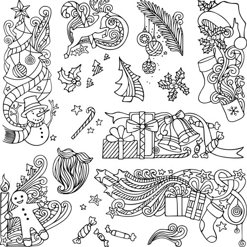 Christmas Ornaments Doodle Set Vector Image