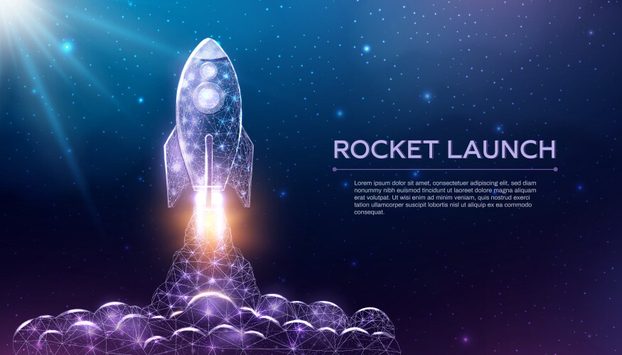 Digital rocket launch from the human abstract palm