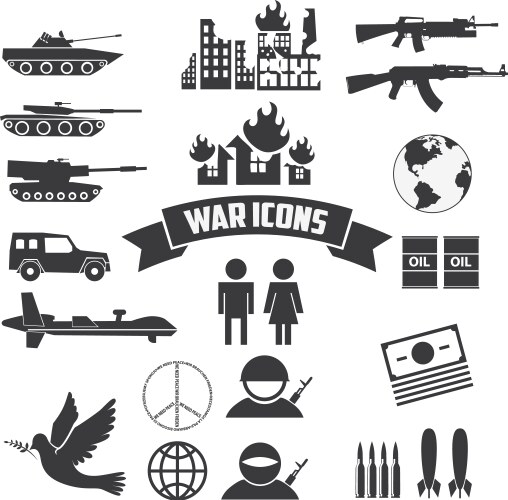 Equipment for war icons set outline style Vector Image
