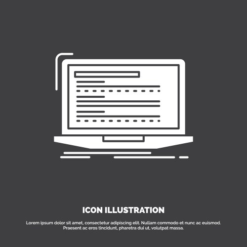 Code coding computer monoblock laptop icon glyph vektorbild