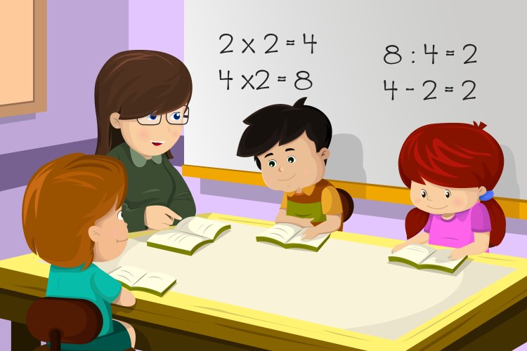 Teacher and student in the classroom vector image