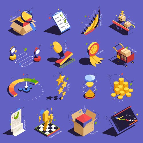 Product quality control isometric set vector image