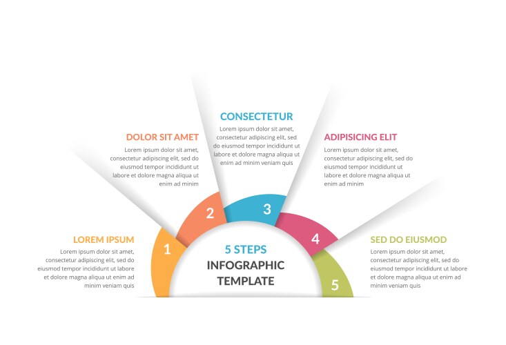 Flow chart with five elements template Royalty Free Vector