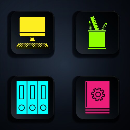 Set user manual computer monitor with keyboard vector image