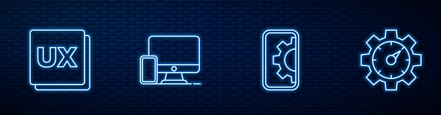 Set line web development ui or ux design monitor vektorbild
