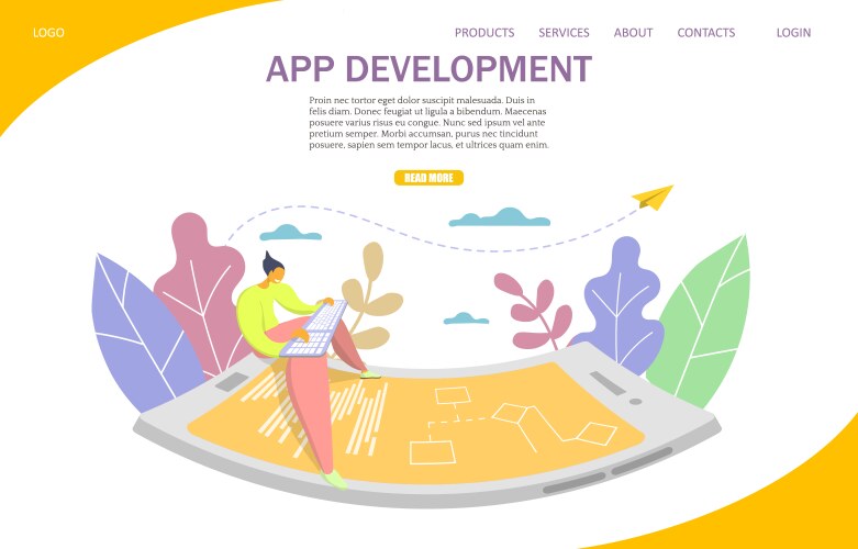 app development website landing page design vector image