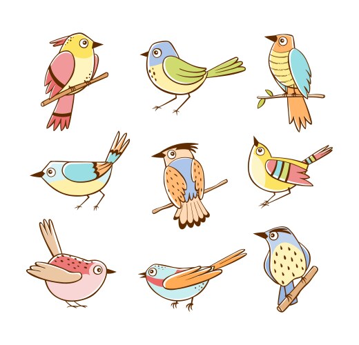 Charming Bird Set Vector Image