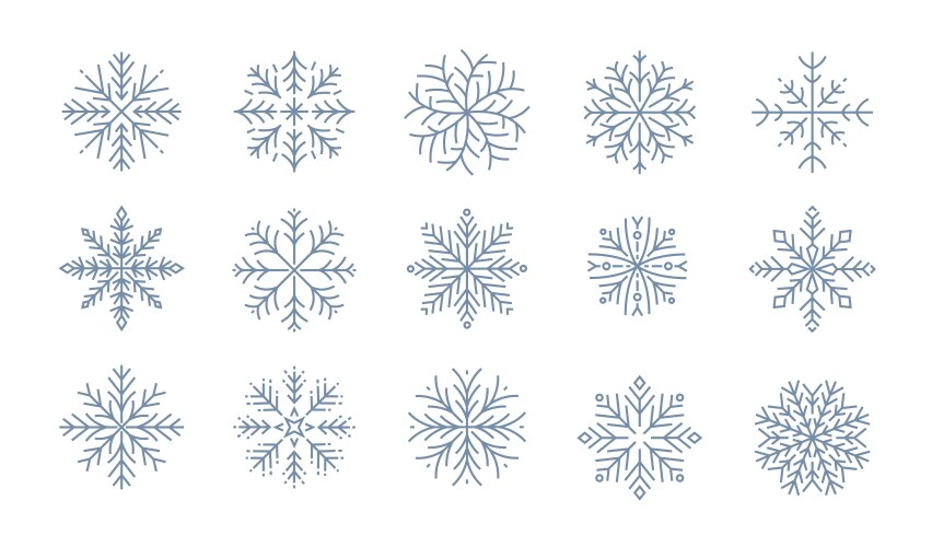 Set of snowflakes icons editable outline Vector Image