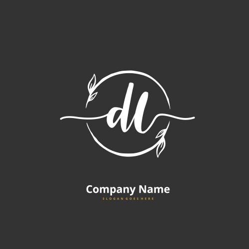 D l dl initial handwriting and signature logo vector image