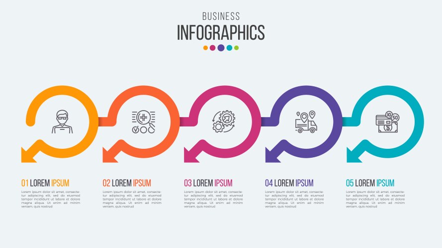 five steps timeline infographic template vector image