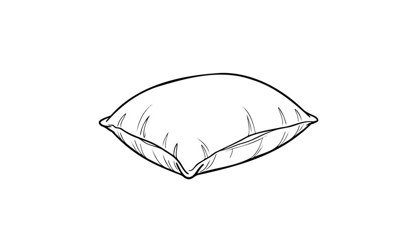 Line Drawing of a Square Pillow Vector Image