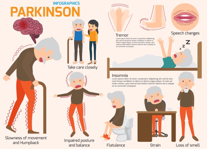 parkinsons disease infographics elements elderly vector image