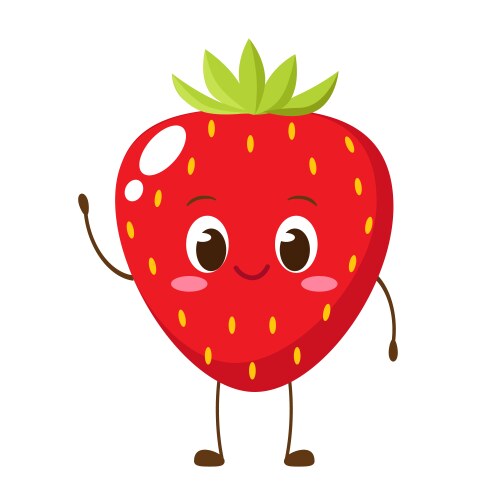 cute happy strawberry character emoticon vector image vector image