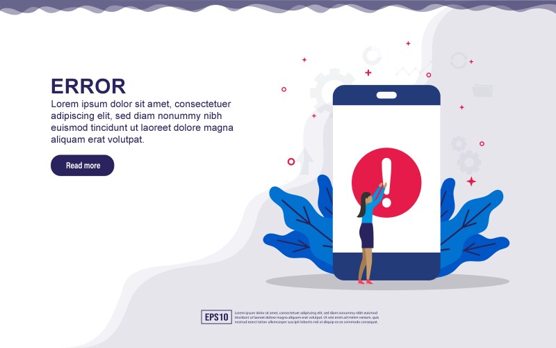 Application error system concept with tiny vector image
