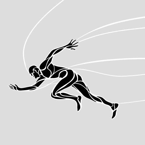 running man abstract silhouette vector image