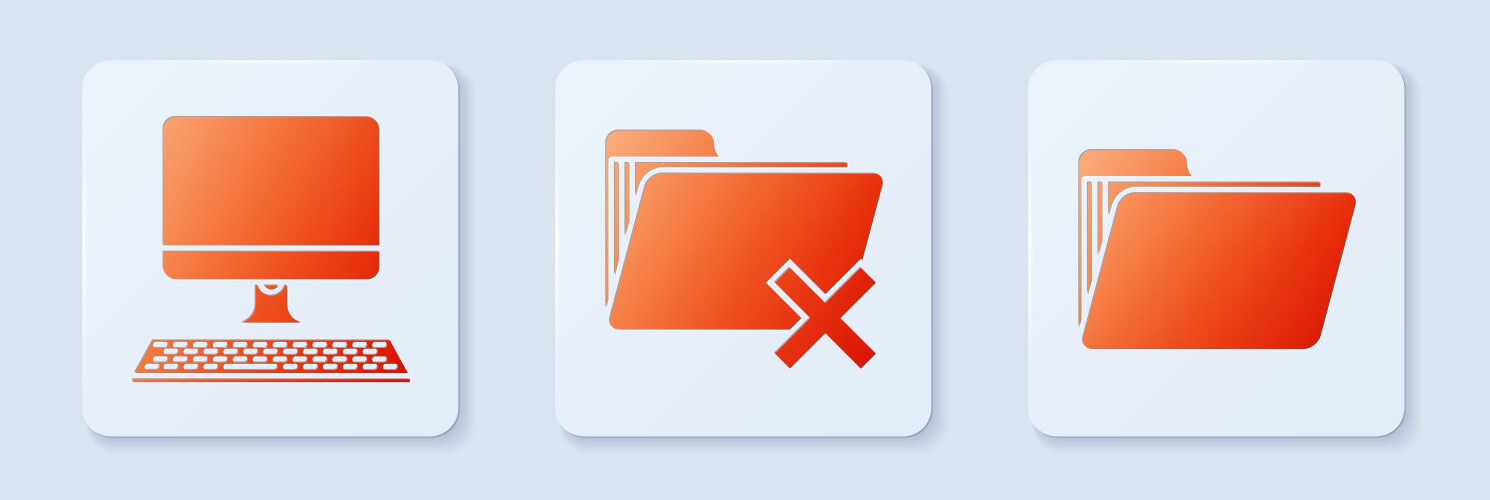 Set delete folder computer monitor with keyboard vektorbild