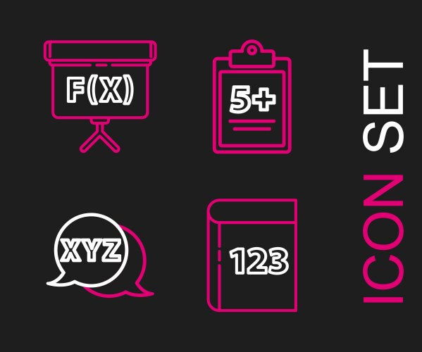 Set line book with word mathematics xyz vector image