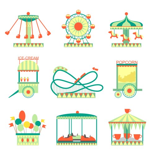 Amusement park elements set Royalty Free Vector Image