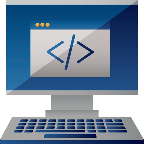 Computer monitor keyboard coding website vector image