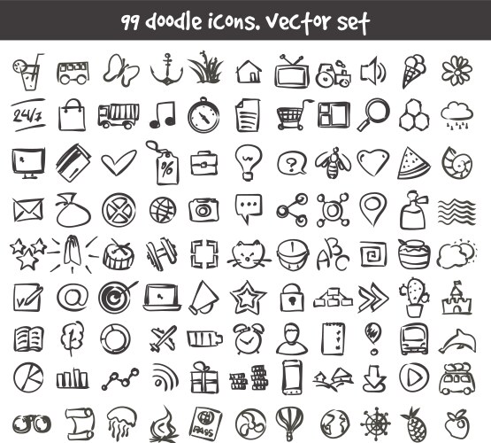 Doodle set with corals and shells black white Vector Image