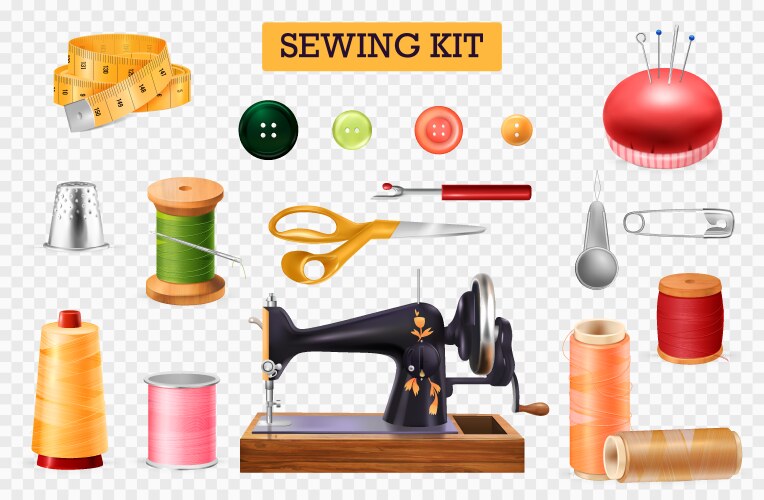 Sewing machine set Royalty Free Vector Image - VectorStock
