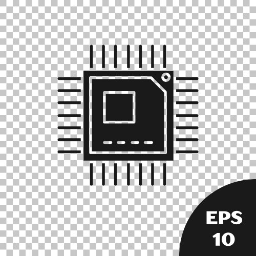 Black computer processor with microcircuits cpu vector image
