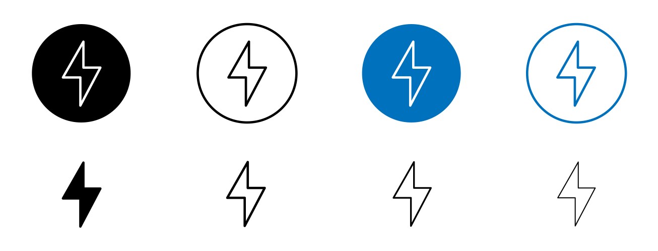 Lightning bolt icon set Royalty Free Vector Image