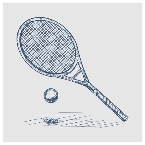 Vintage Blue Tennis Sketch Vector Image