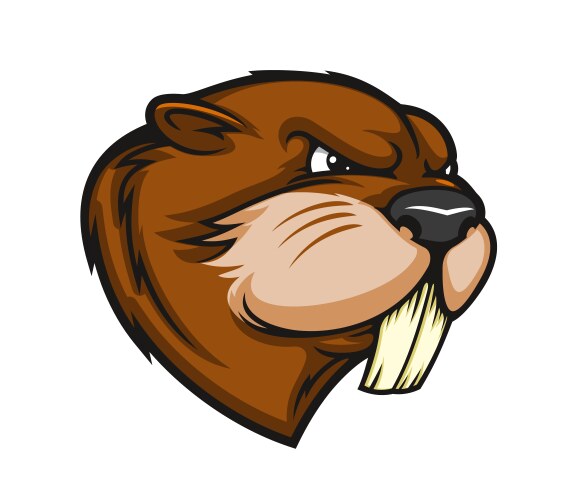 Angry Beaver Mascot Head Vector Image