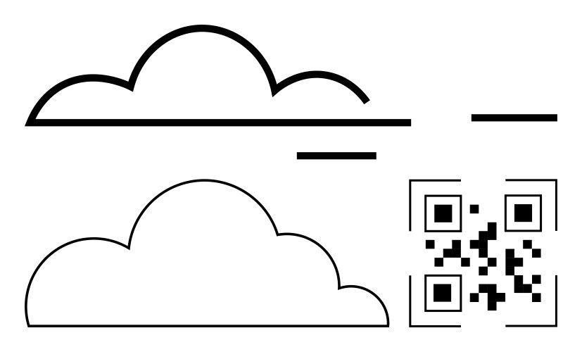 Cloud shapes with qr code and horizontal lines vektorbild