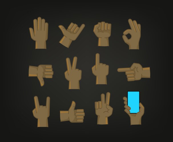 hand gesture comic style icons set vector image