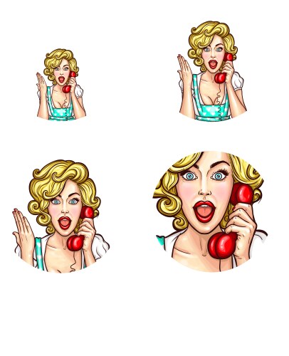 pop art woman or girl speaking by phone receiver vector image