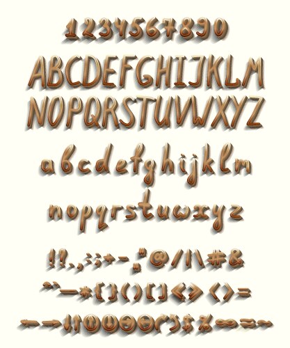 Three dimensional font with a full set of elements vector image