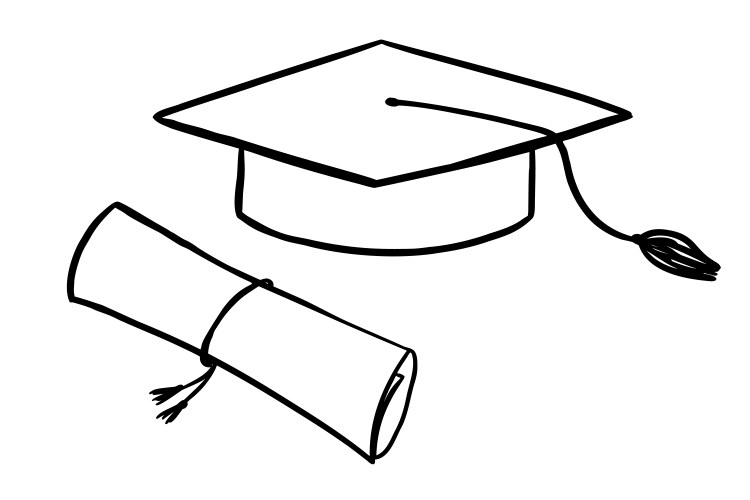 Graduate hat and diploma doodle Vector Image